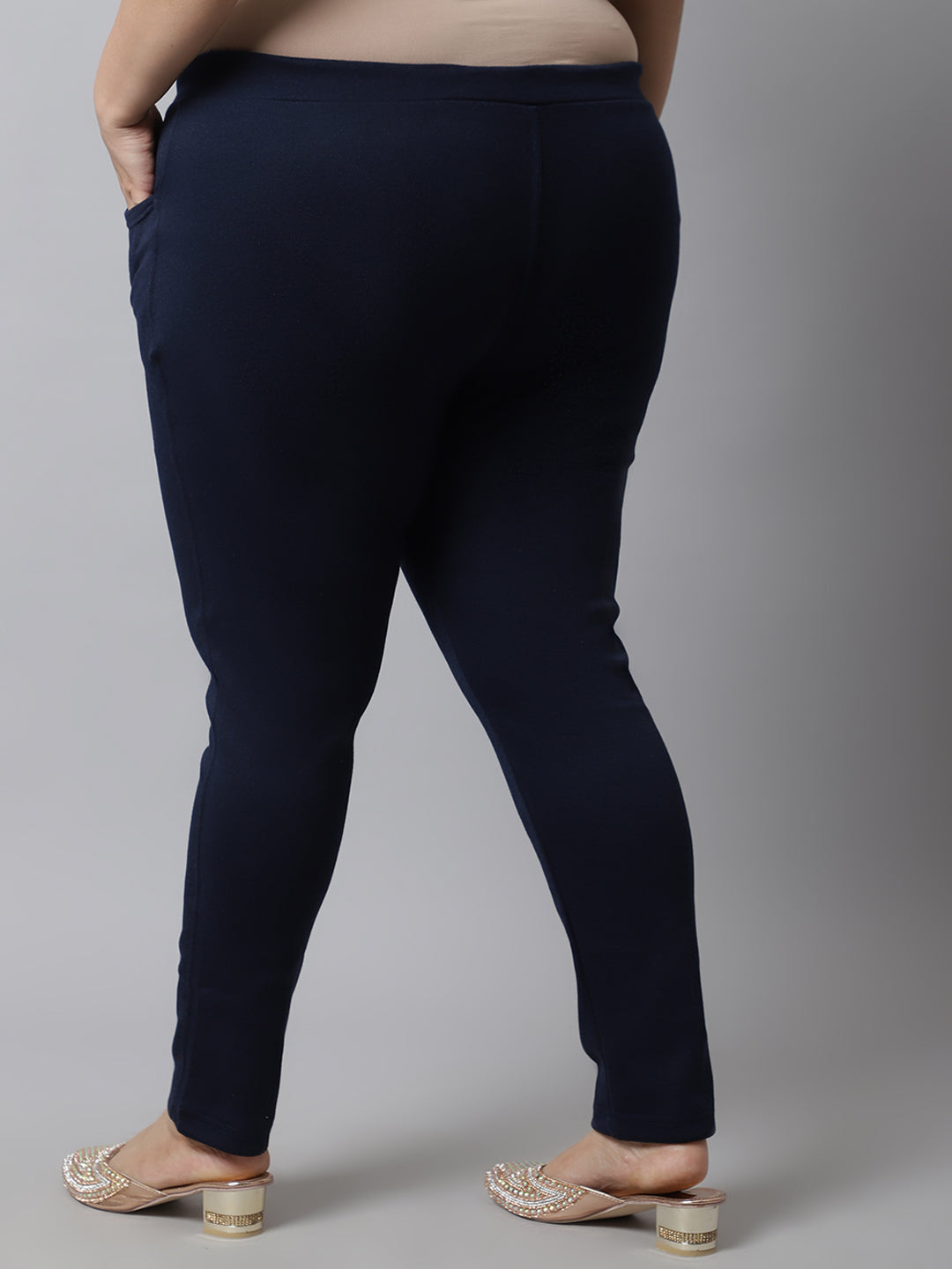 Navy Blue Woolen Plus Pocket Pant