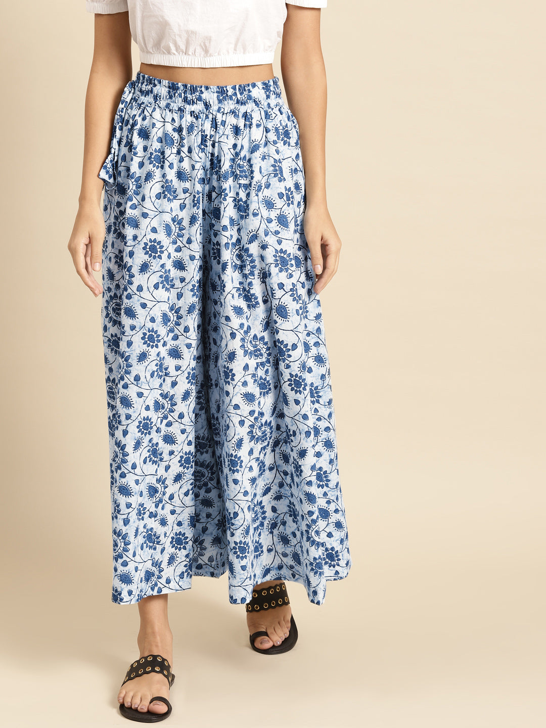 White Jaal Cotton Kali Palazzo