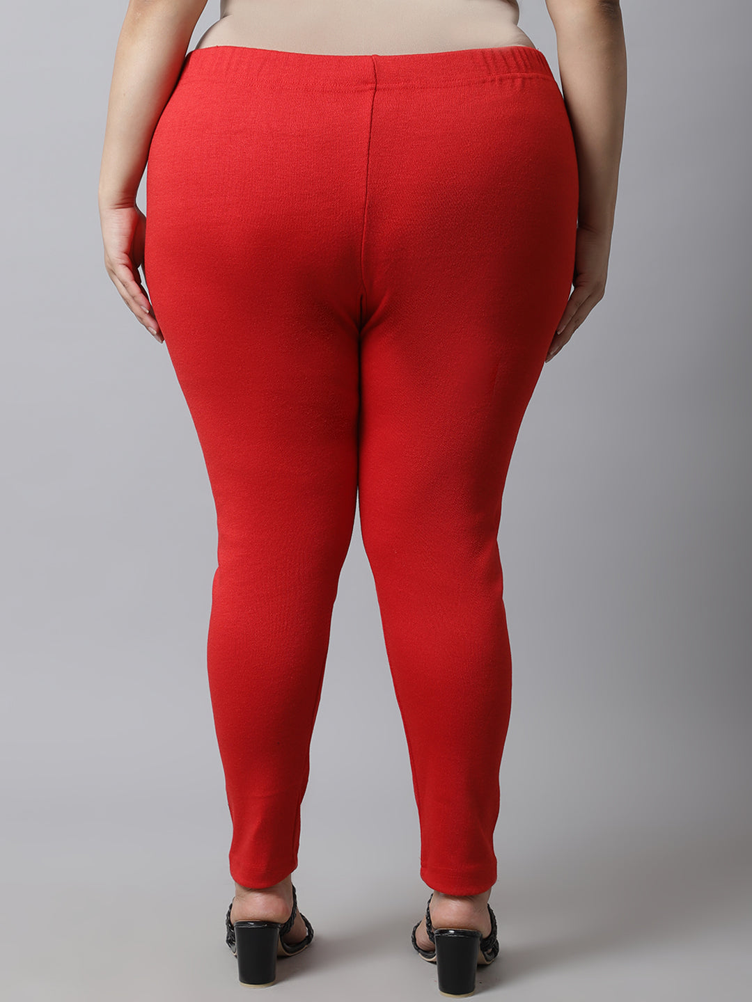 Red Woolen Ankle-Length Plus Legging