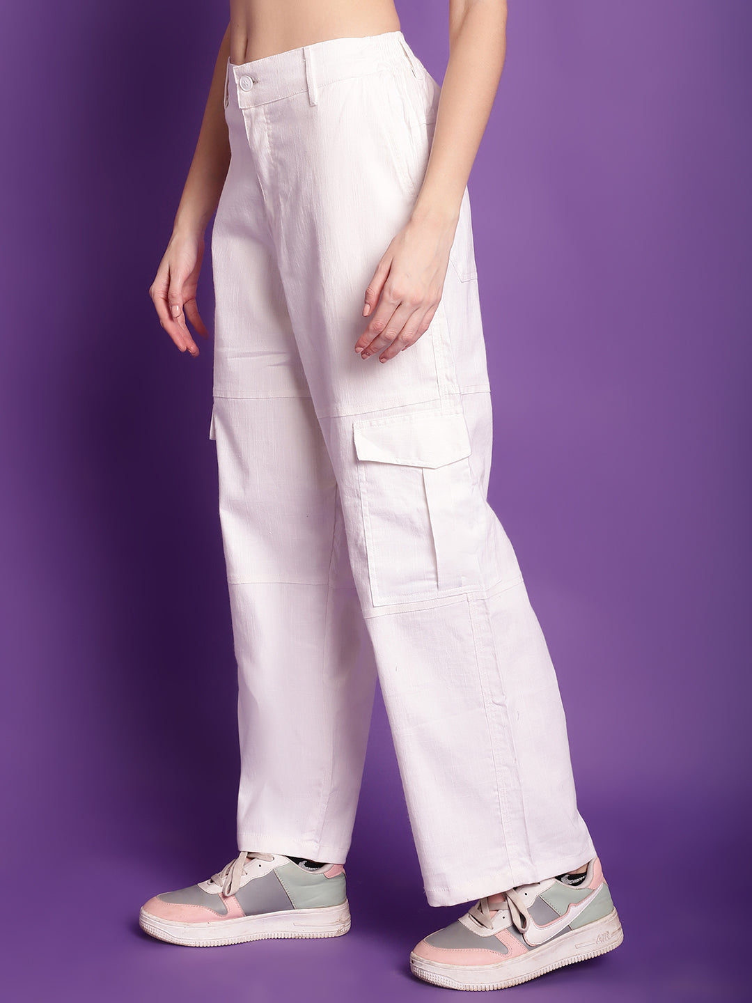 White High-Rise Utility Cargos