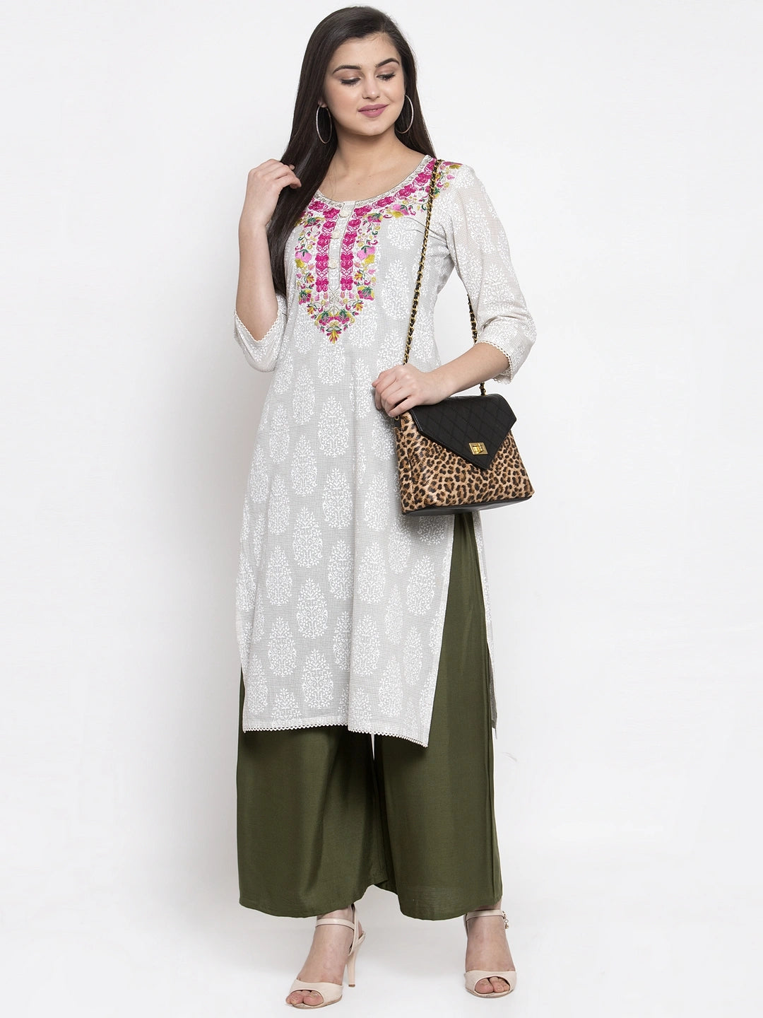 Olive Solid Rayon Palazzo