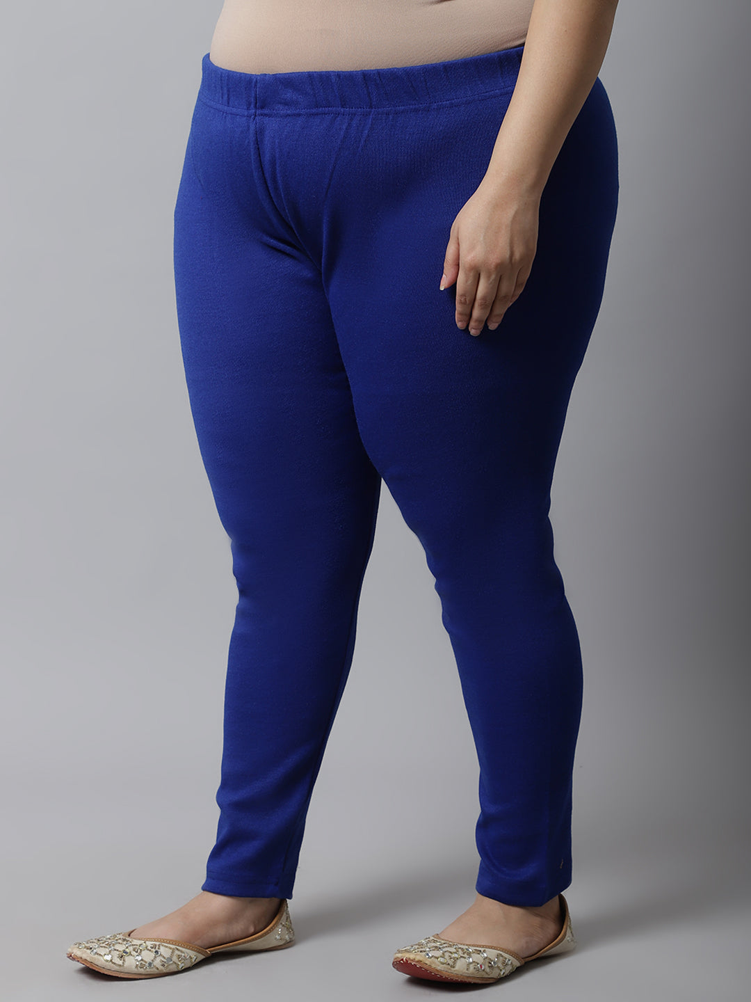 Royal Blue Woolen Ankle-Length Plus Legging