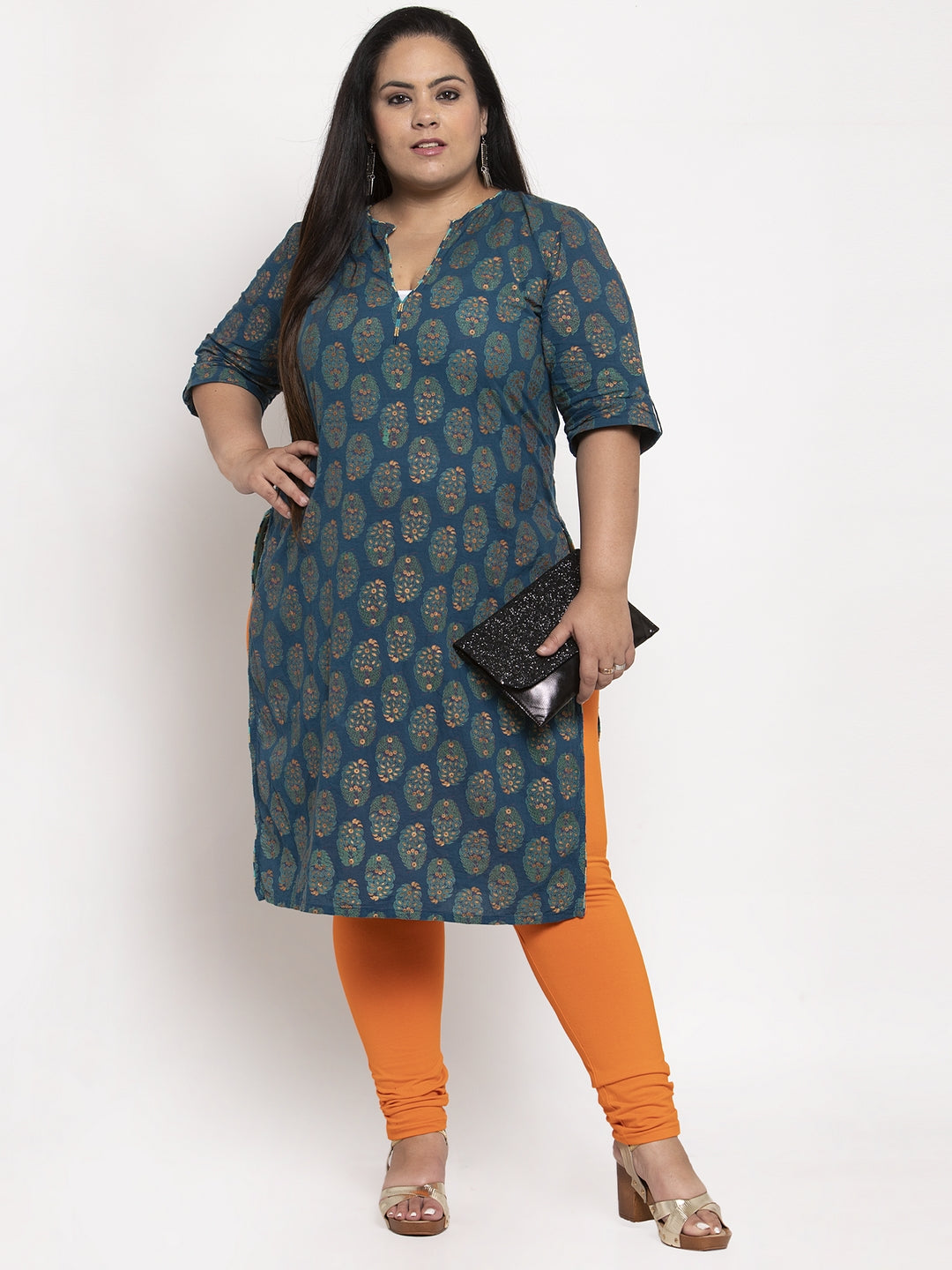 Orange Ankle Length Plus Legging