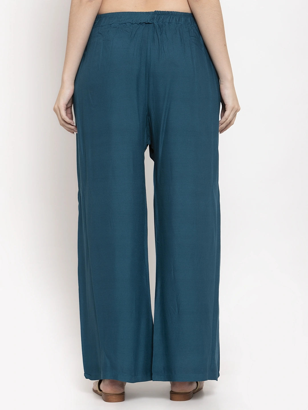 Prussian Blue Solid Rayon Palazzo