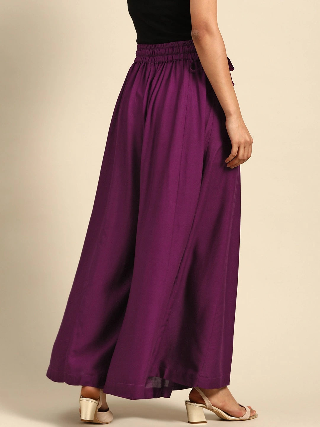 Purple rayon double flared palazzo