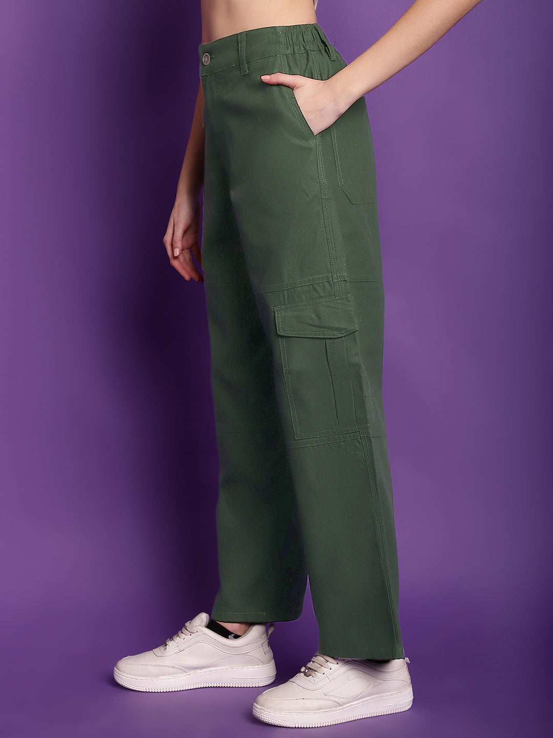 Bottle Green High-Rise Utility Cargos