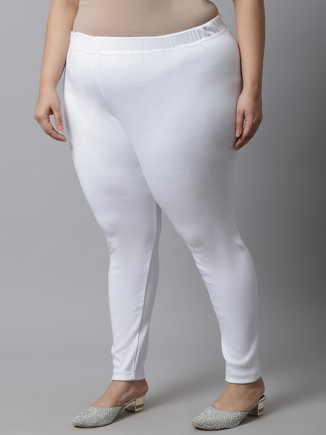 White Woolen Ankle-Length Plus Legging
