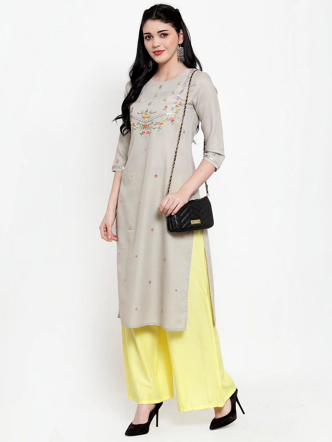 Pale Yellow Solid Rayon Palazzo