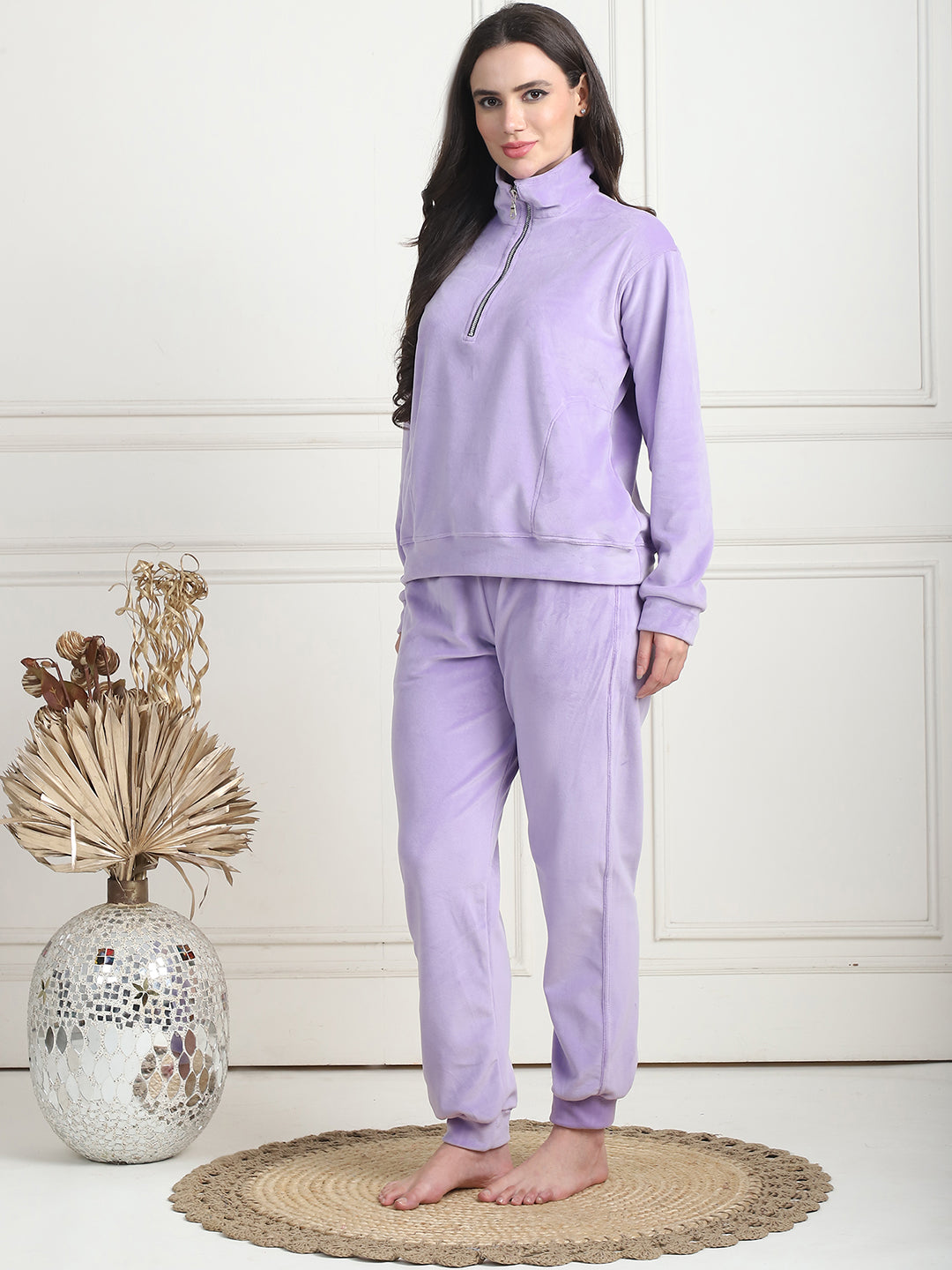 Lavender Velvet Zip Lounge Set
