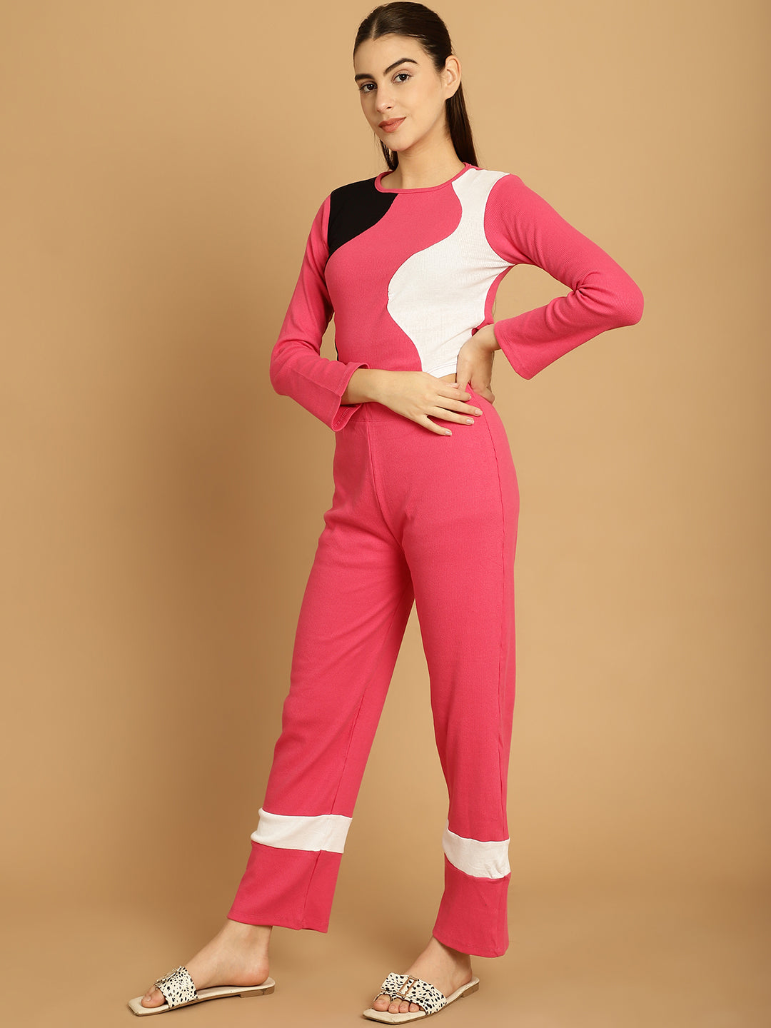 Hot Pink Colorblocked Co-Ord Set
