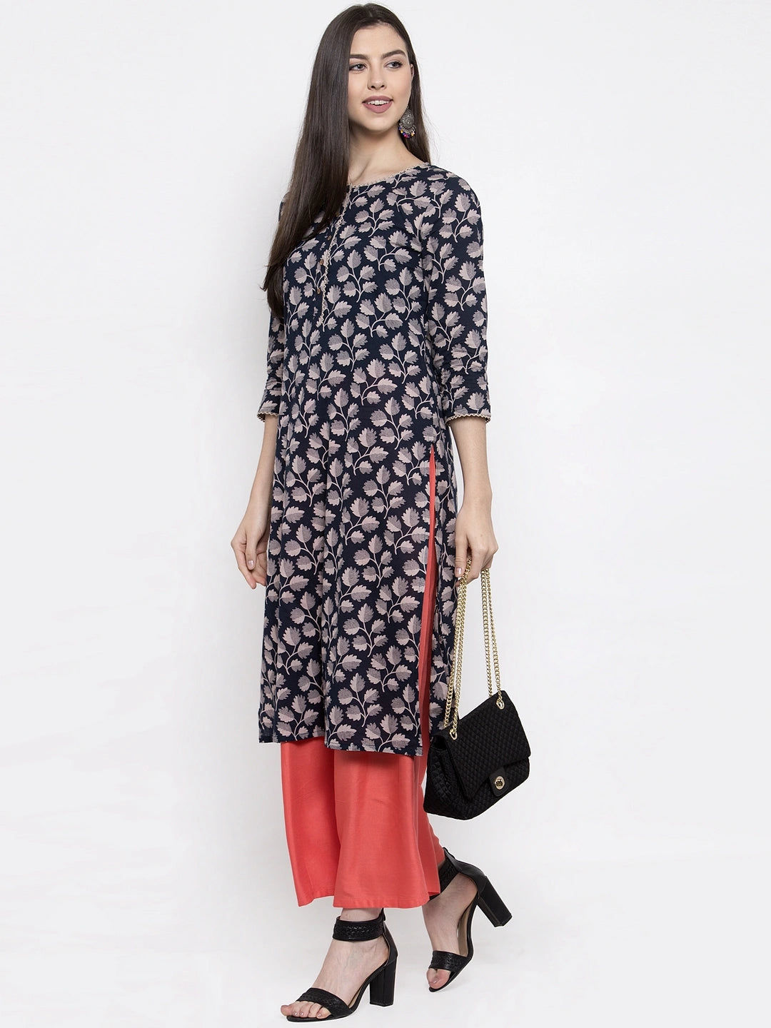 Peach Pink Solid Rayon Palazzo