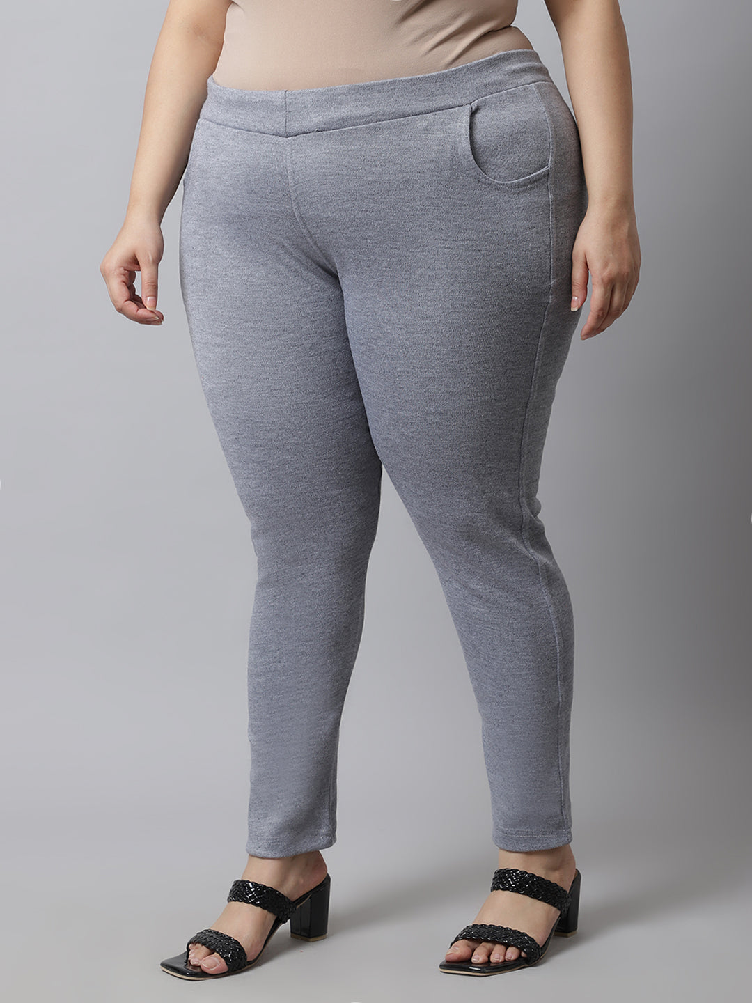 Light Grey Woolen Plus Pocket Pant