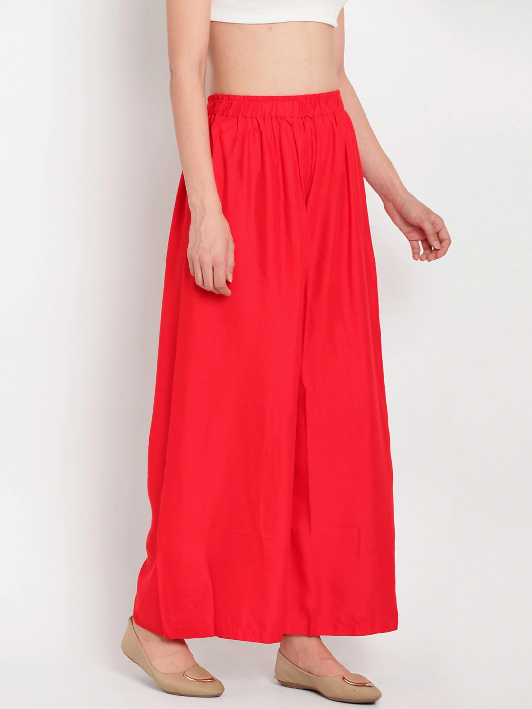 Red Solid Rayon Palazzo
