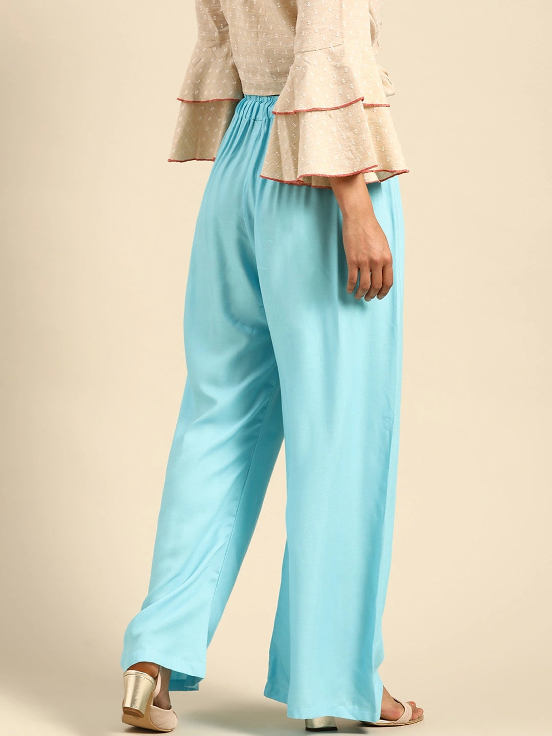 Sky Blue Solid Rayon Palazzo