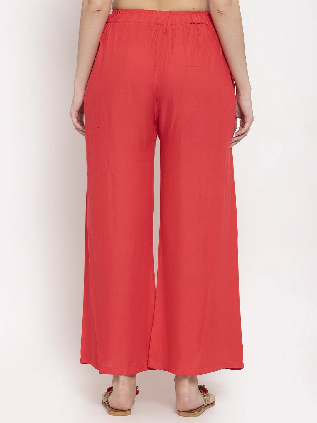 Strawberry Pink Solid Rayon Palazzo