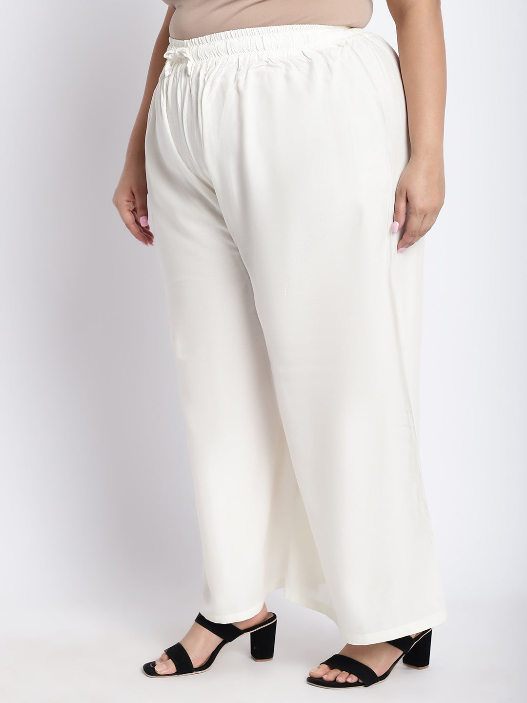 Off White Rayon Plus Palazzo