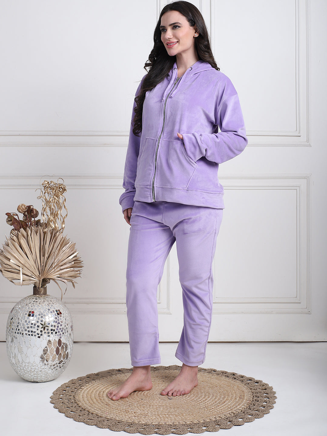 Lavender Velvet Hoodie Lounge Set