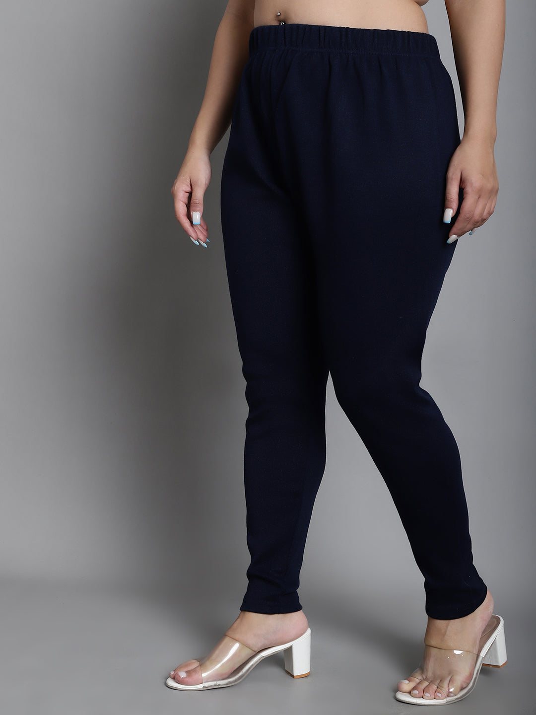Navy Woolen Ankle-Length Plus Legging