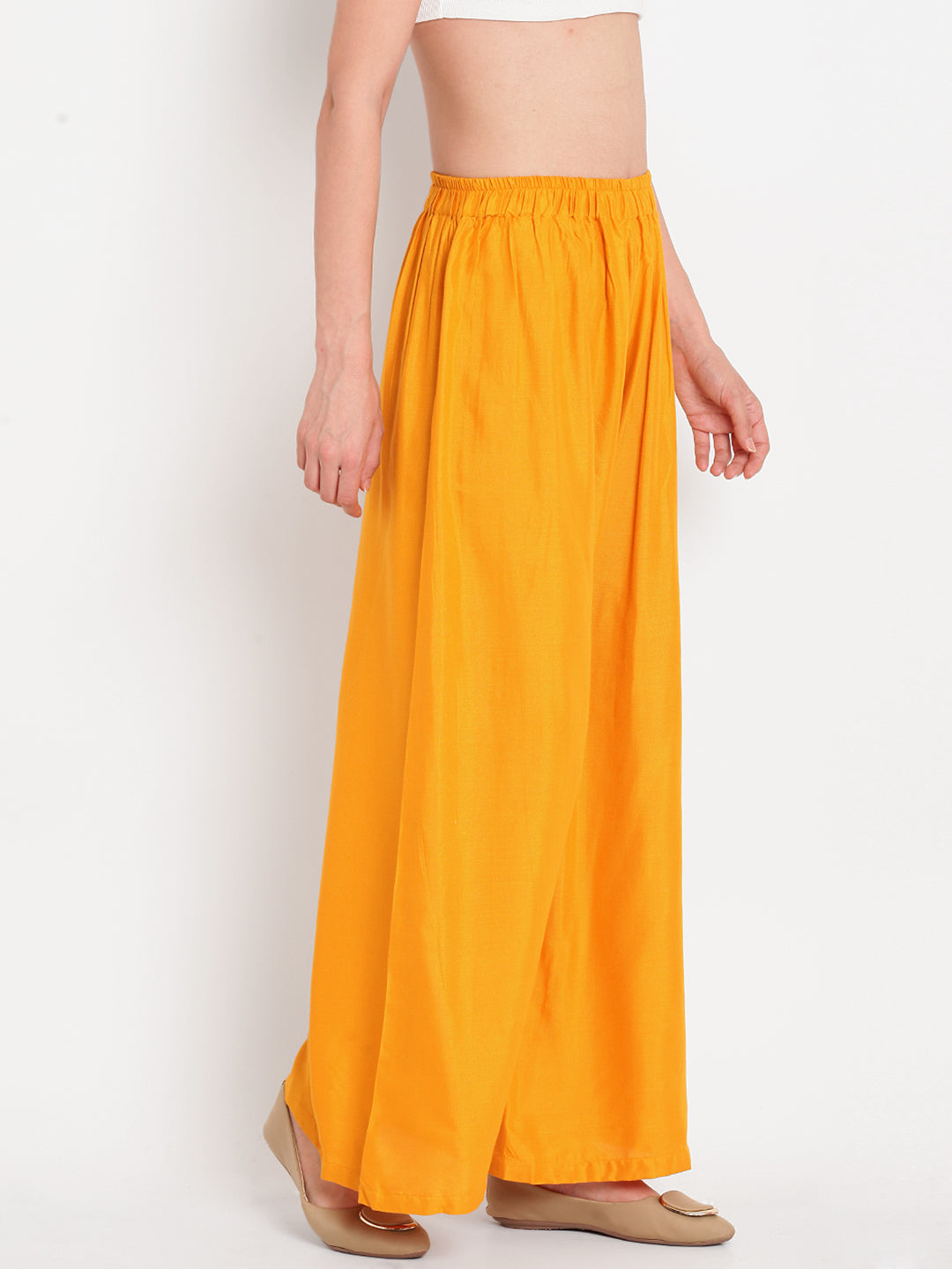 Mustard Solid Rayon Palazzo