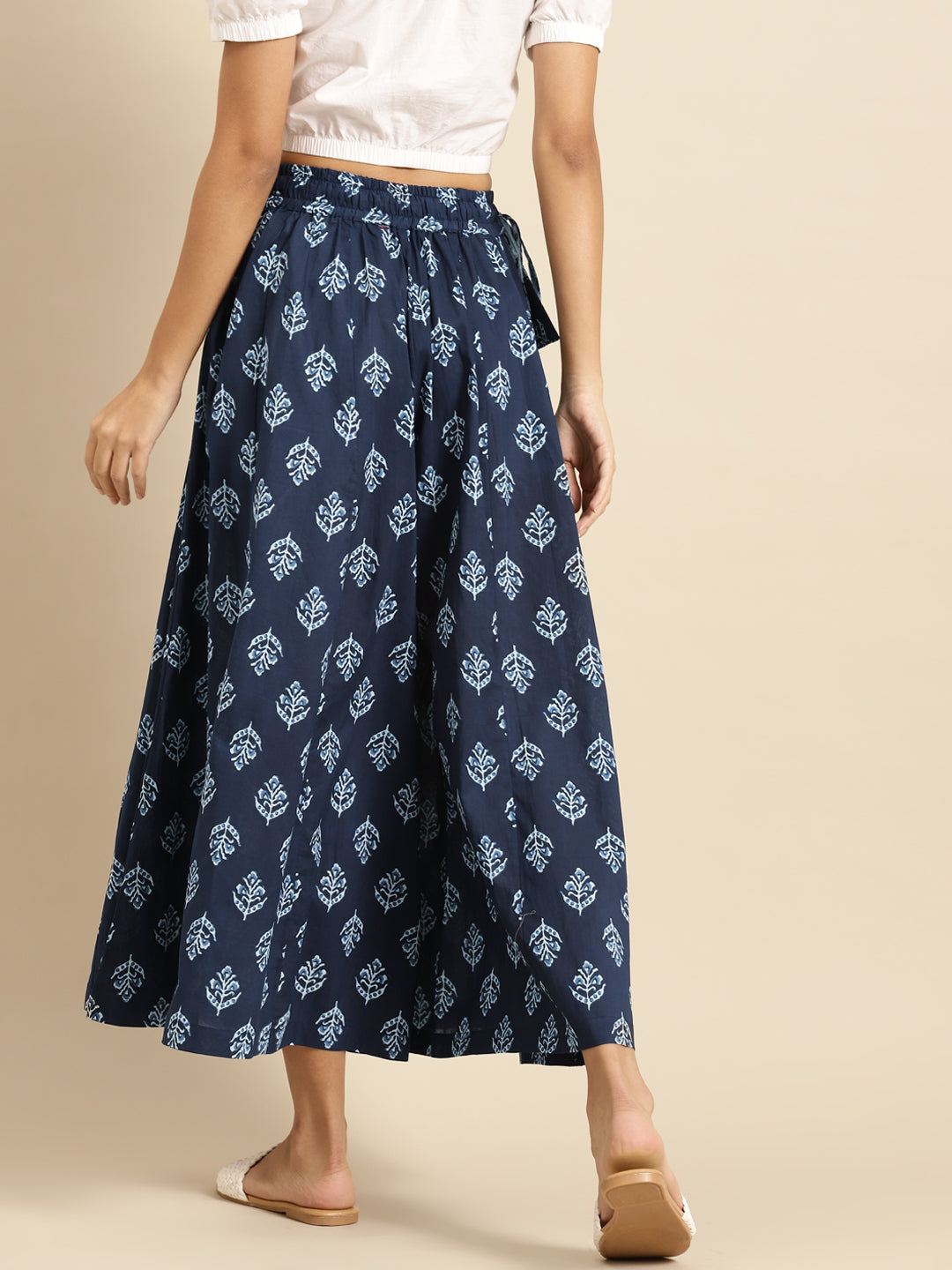 Indigo Motif Cotton Kali Palazzo