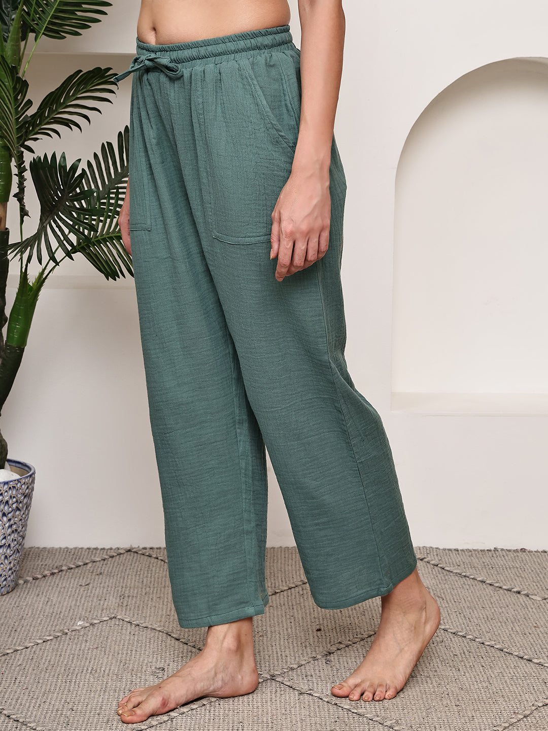 Dusty Green Double Cloth Lounge Pant