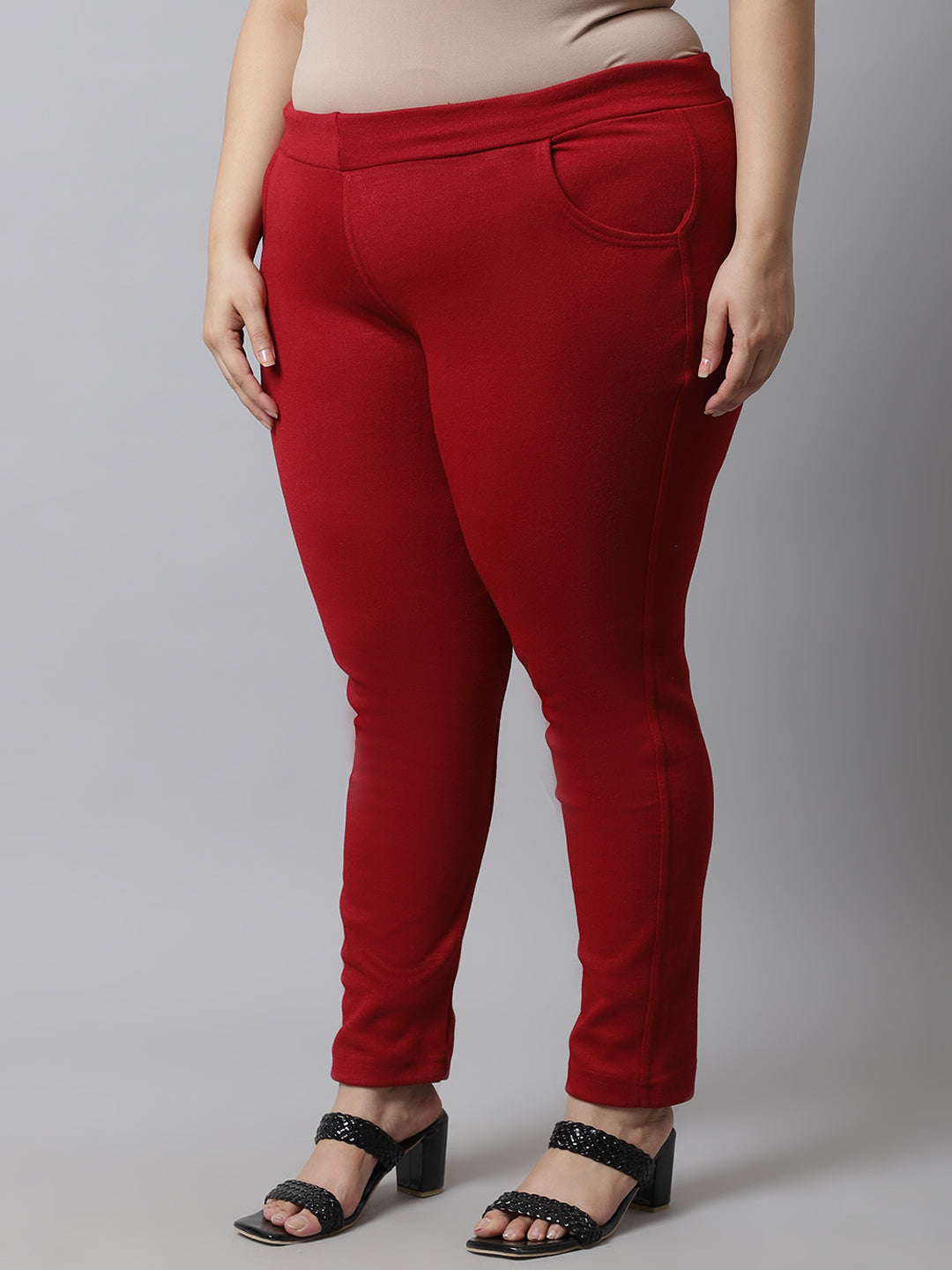 Maroon Woolen Plus Pocket Pant