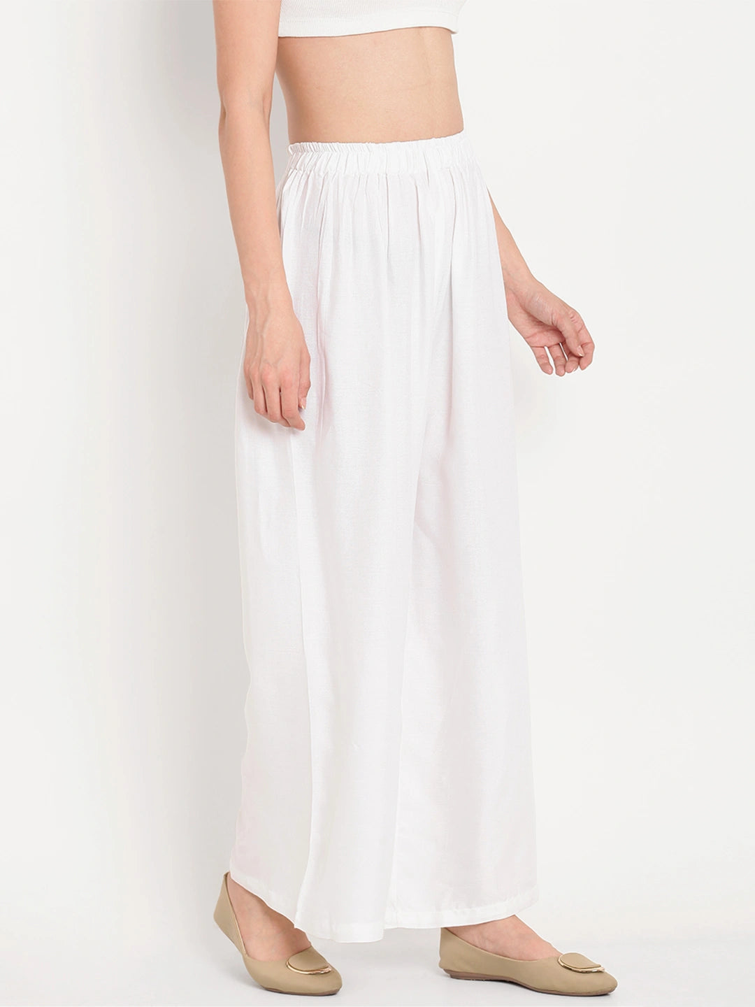 White Solid Rayon Palazzo