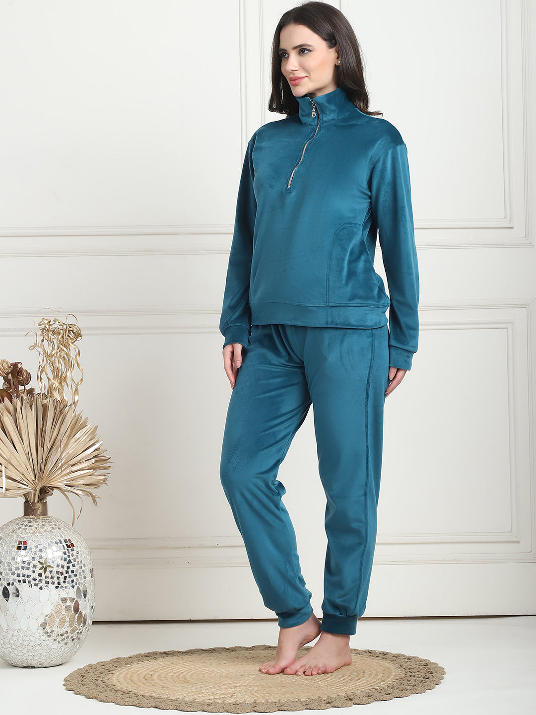 Teal Velvet Zip Lounge Set