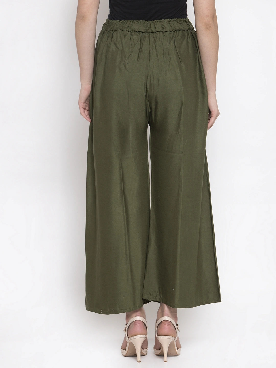 Olive Solid Rayon Palazzo