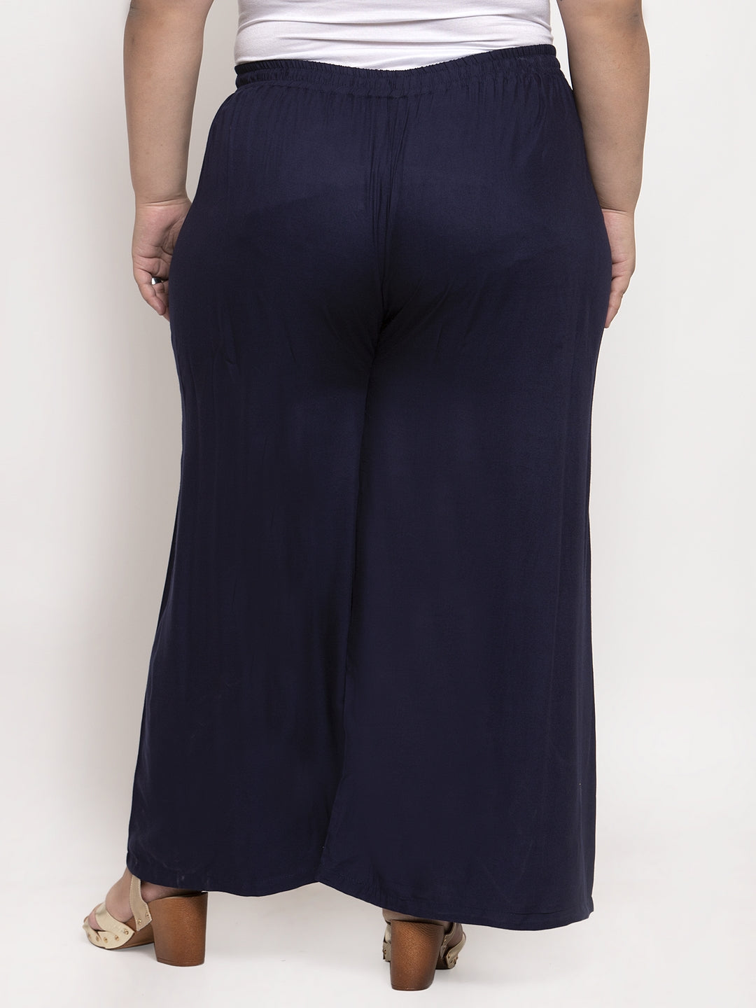 Navy Blue Rayon Plus Palazzo