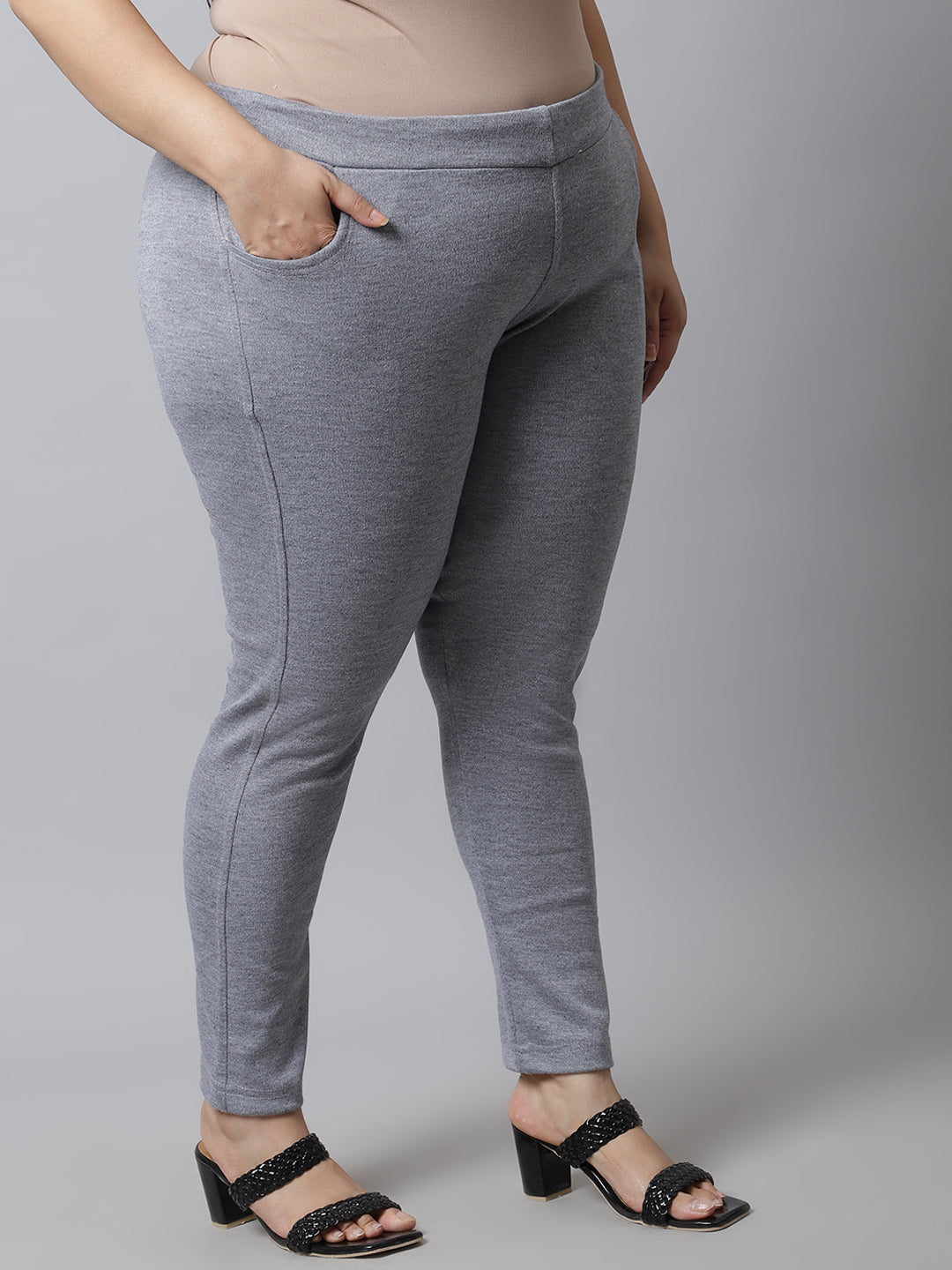 Light Grey Woolen Plus Pocket Pant