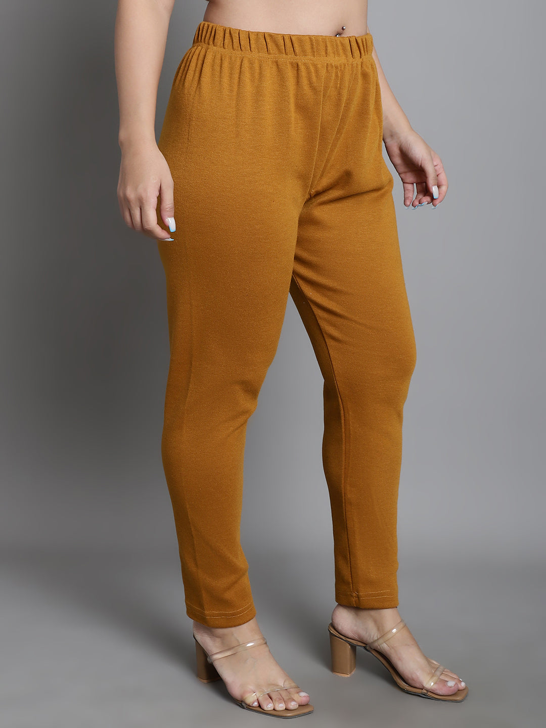 Mustard Woolen Ankle-Length Plus Legging