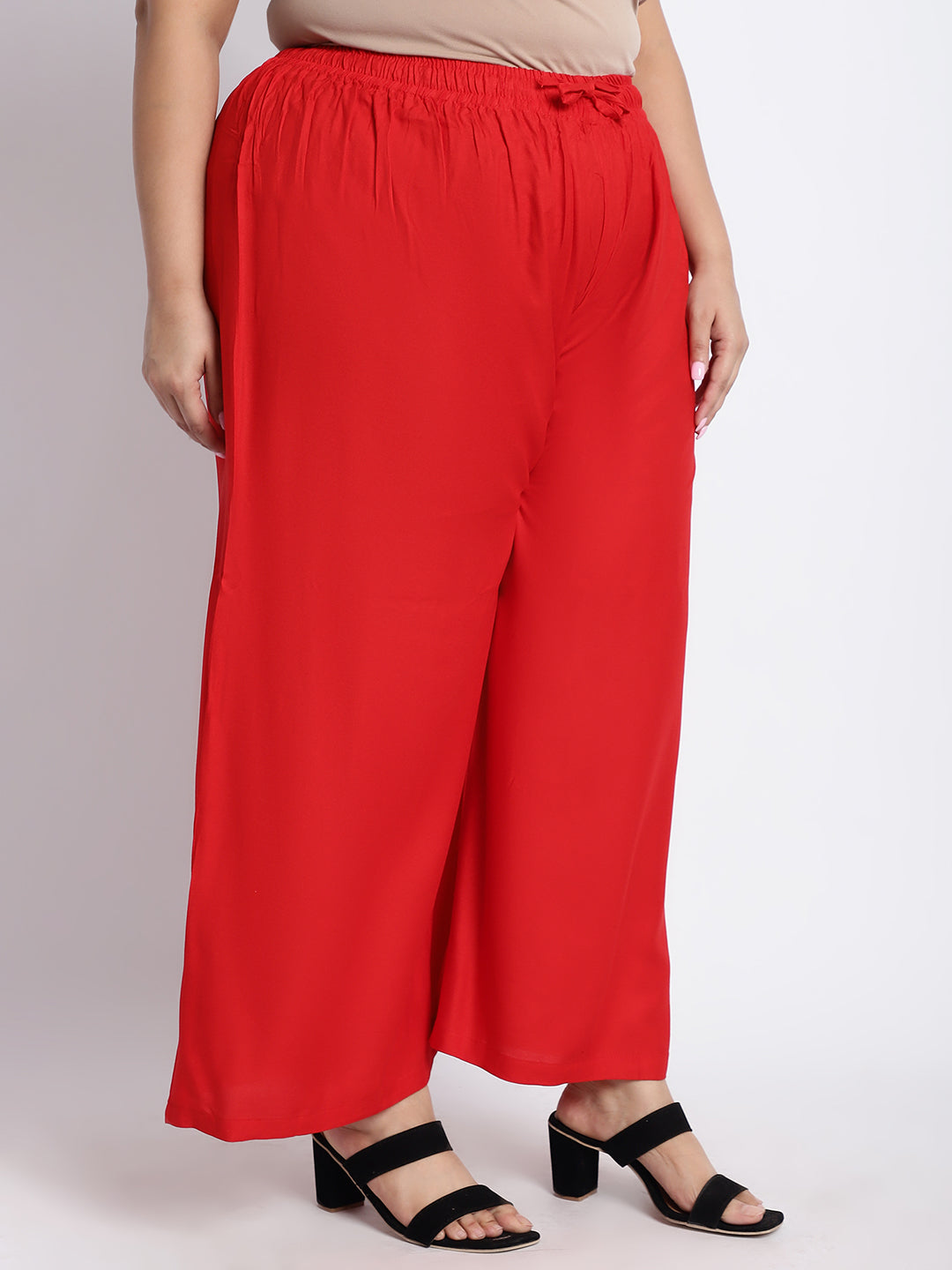 Red Rayon Plus Palazzo