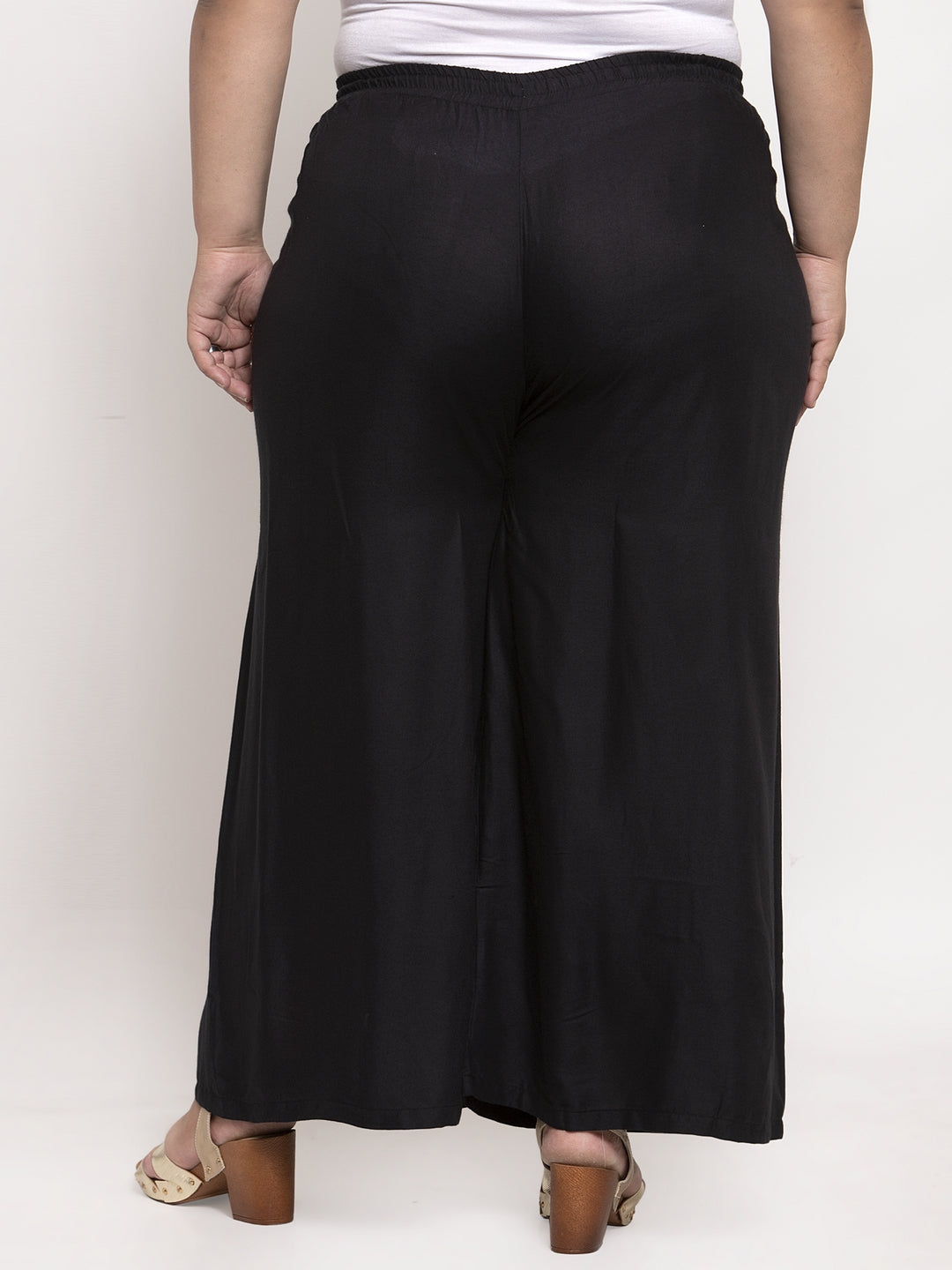 Black Rayon Plus Palazzo