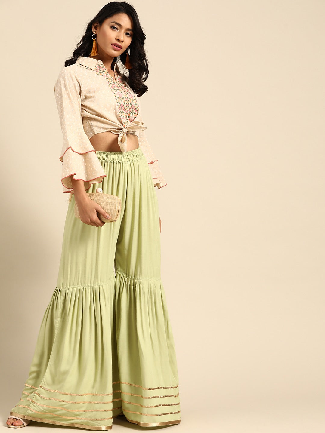 Pista Green Rayon Sharara