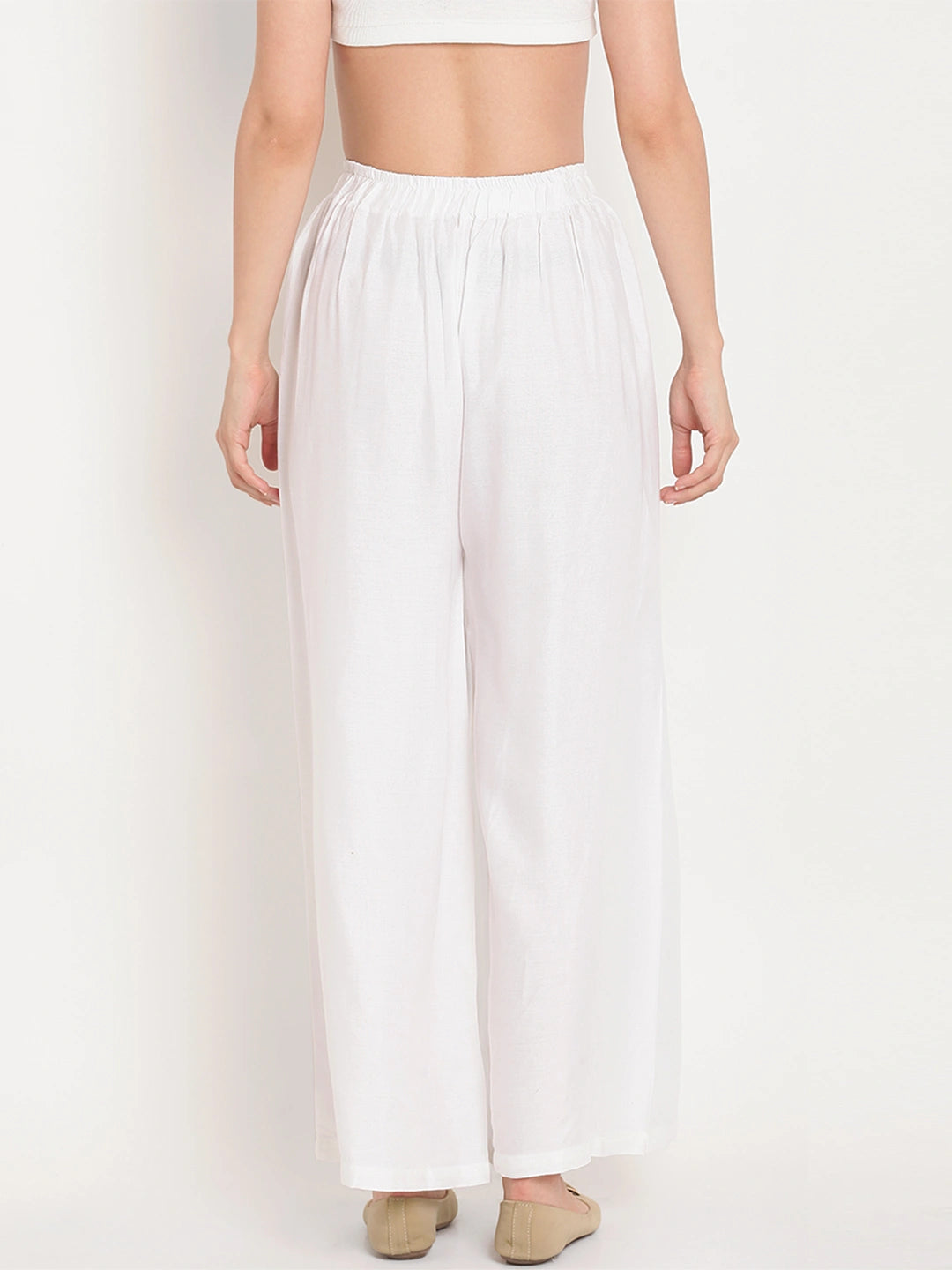 White Solid Rayon Palazzo