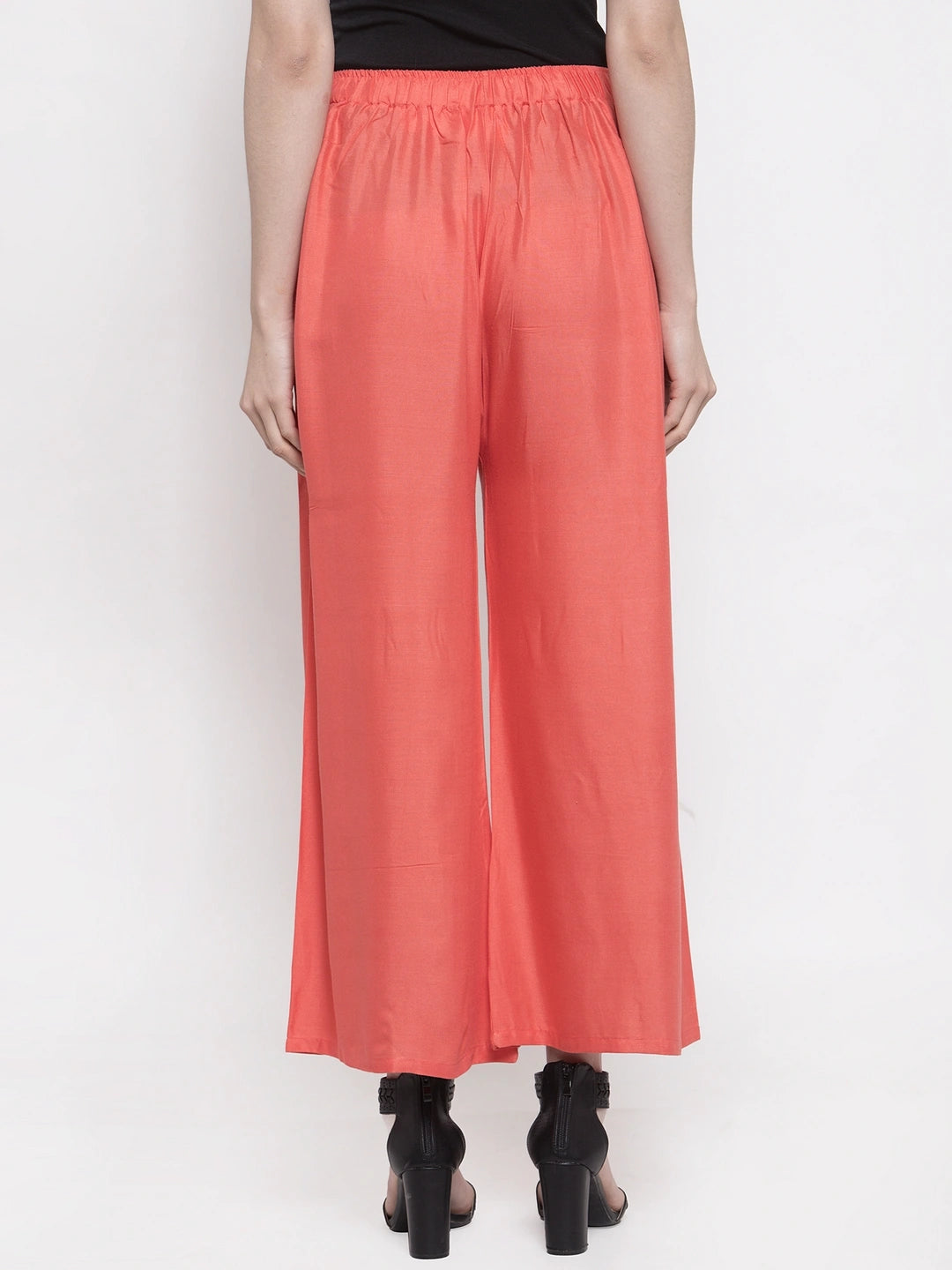 Peach Pink Solid Rayon Palazzo
