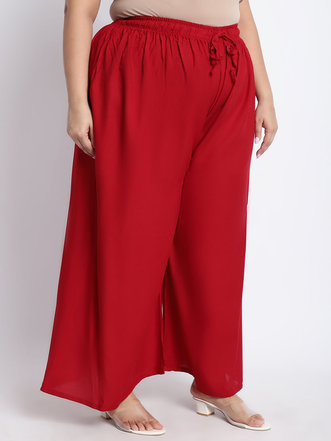 Maroon Rayon Plus Palazzo