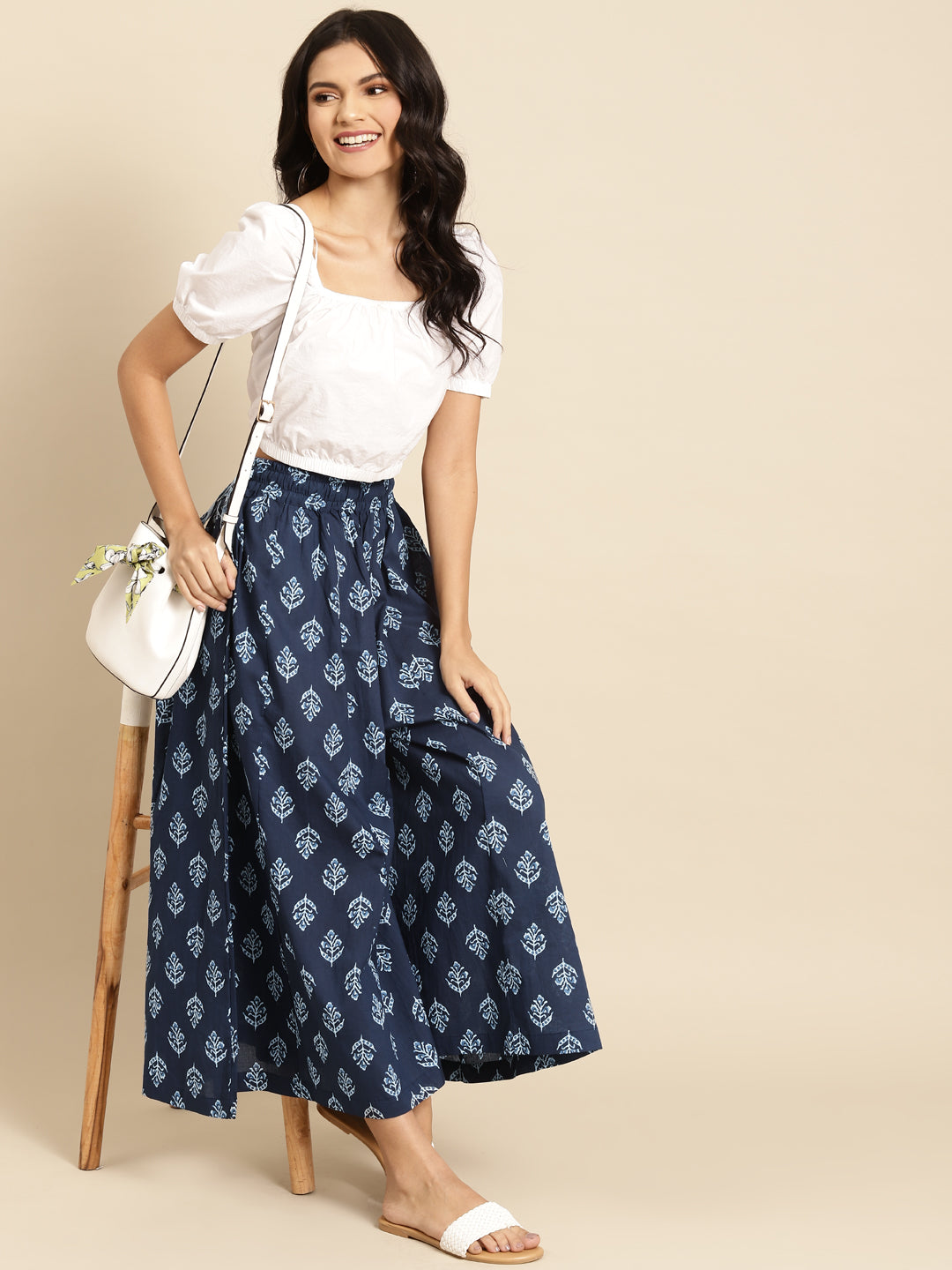 Indigo Motif Cotton Kali Palazzo