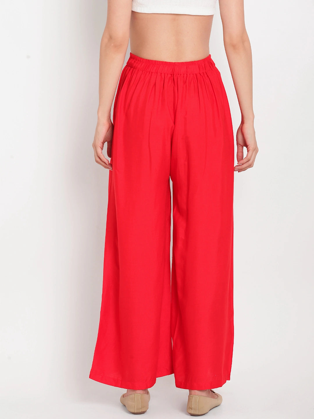 Red Solid Rayon Palazzo