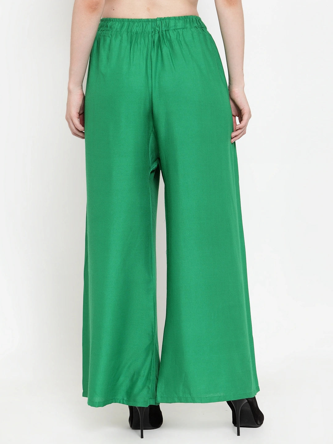 Forest Green Solid Rayon Palazzo