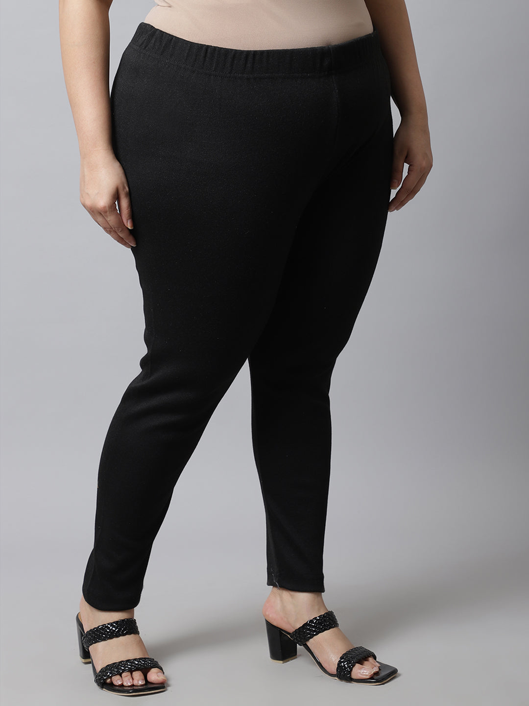 Black Woolen Ankle-Length Plus Legging