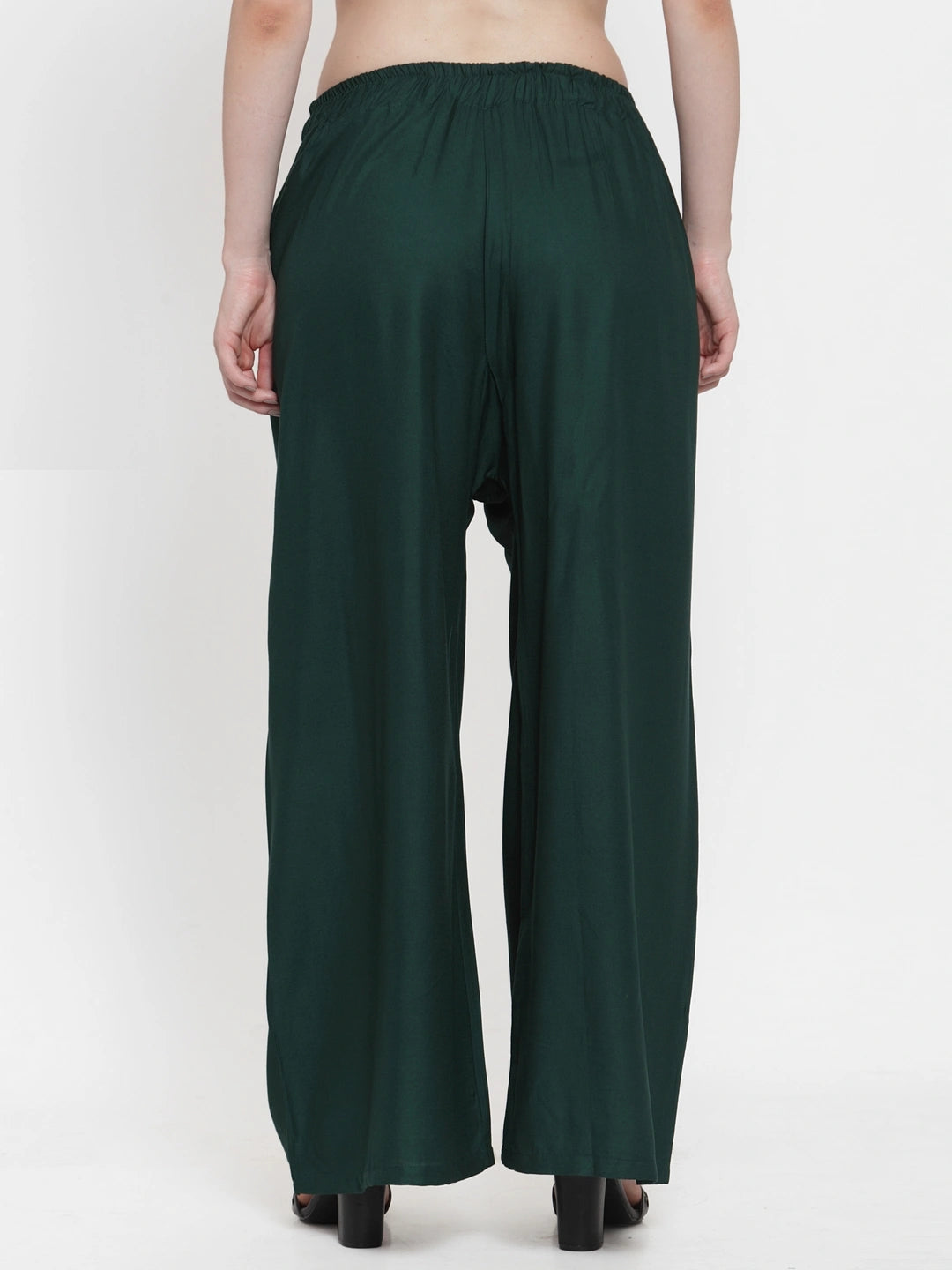 Dark Green Solid Rayon Palazzo