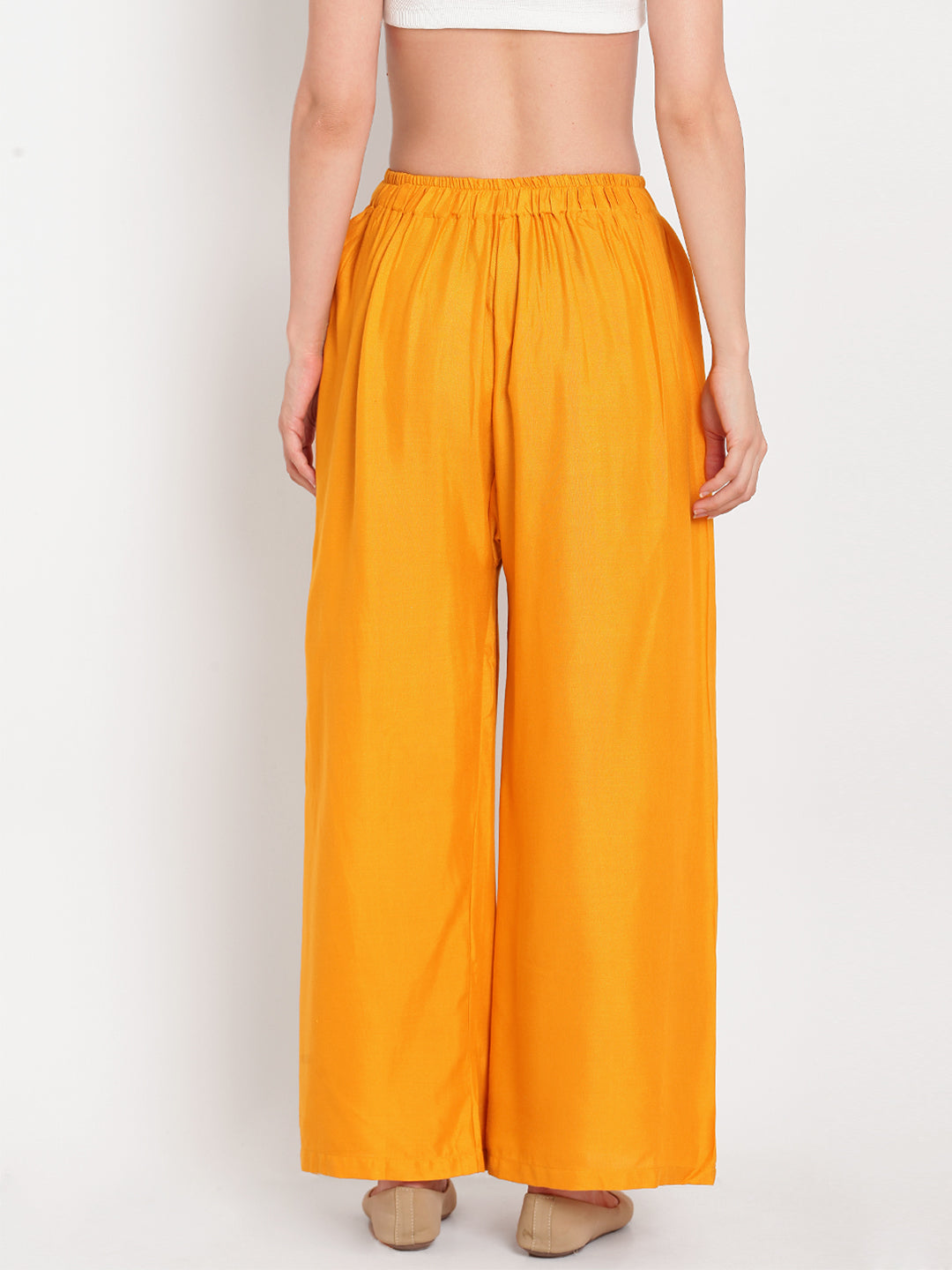 Mustard Solid Rayon Palazzo