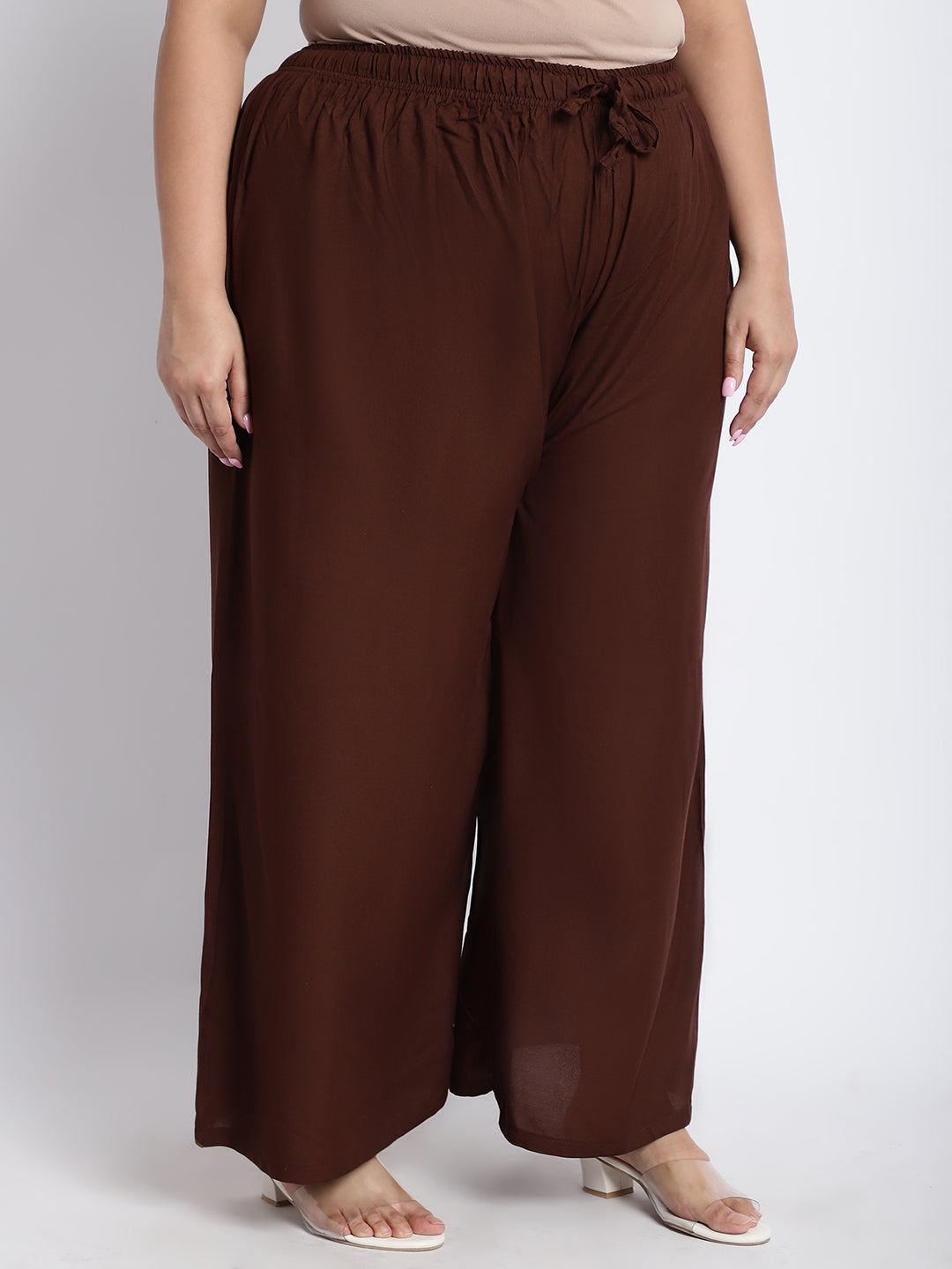 Brown Rayon Plus Palazzo
