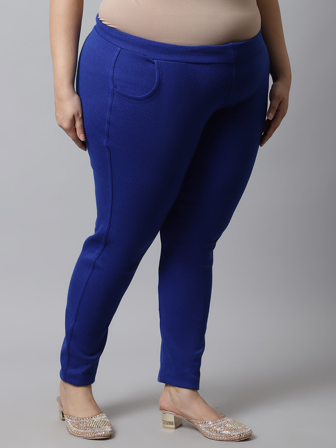 Royal Blue Woolen Plus Pocket Pant