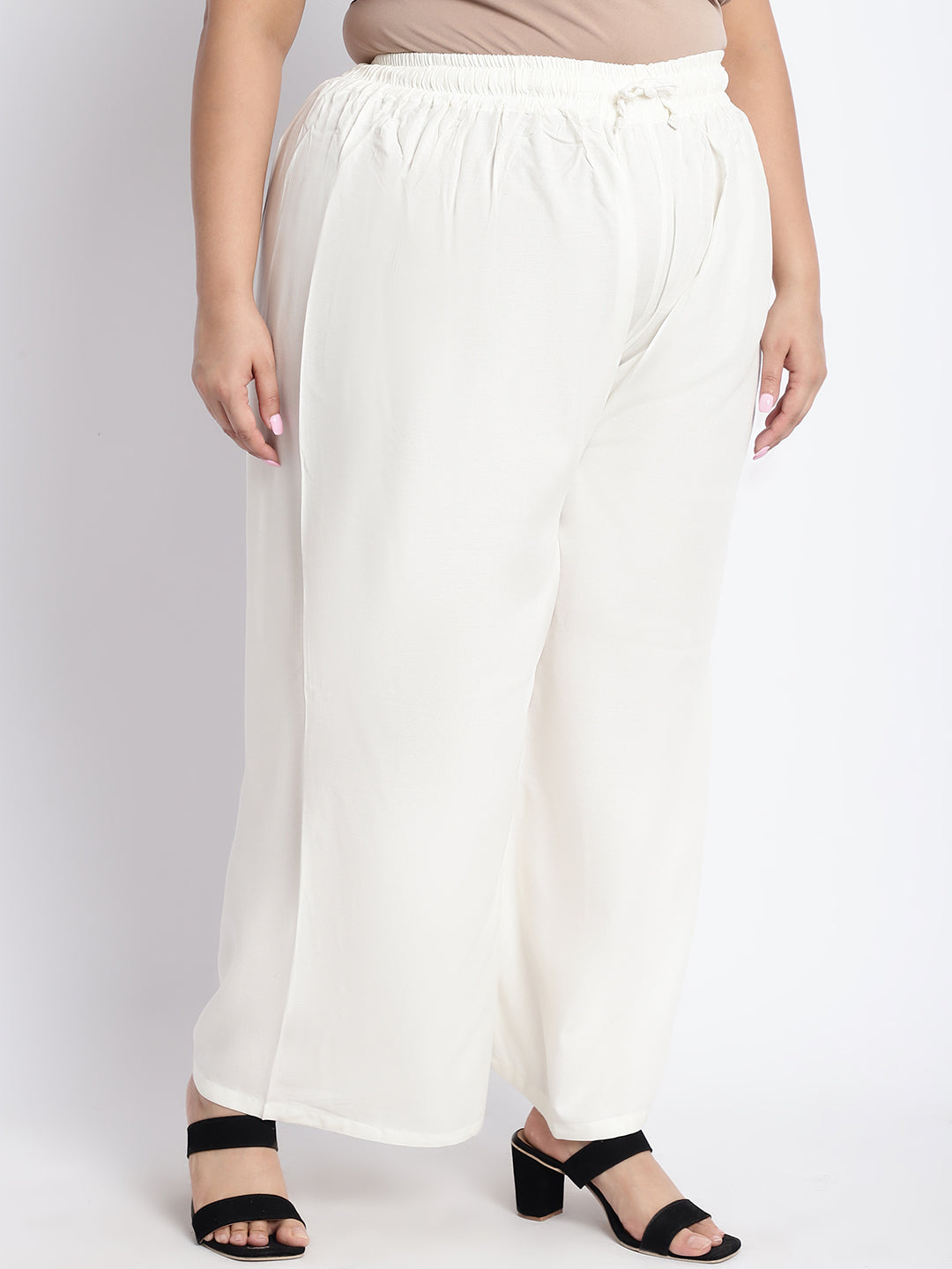 Off White Rayon Plus Palazzo