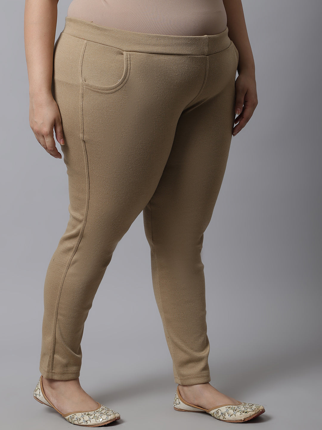Light Beige Woolen Plus Pocket Pant