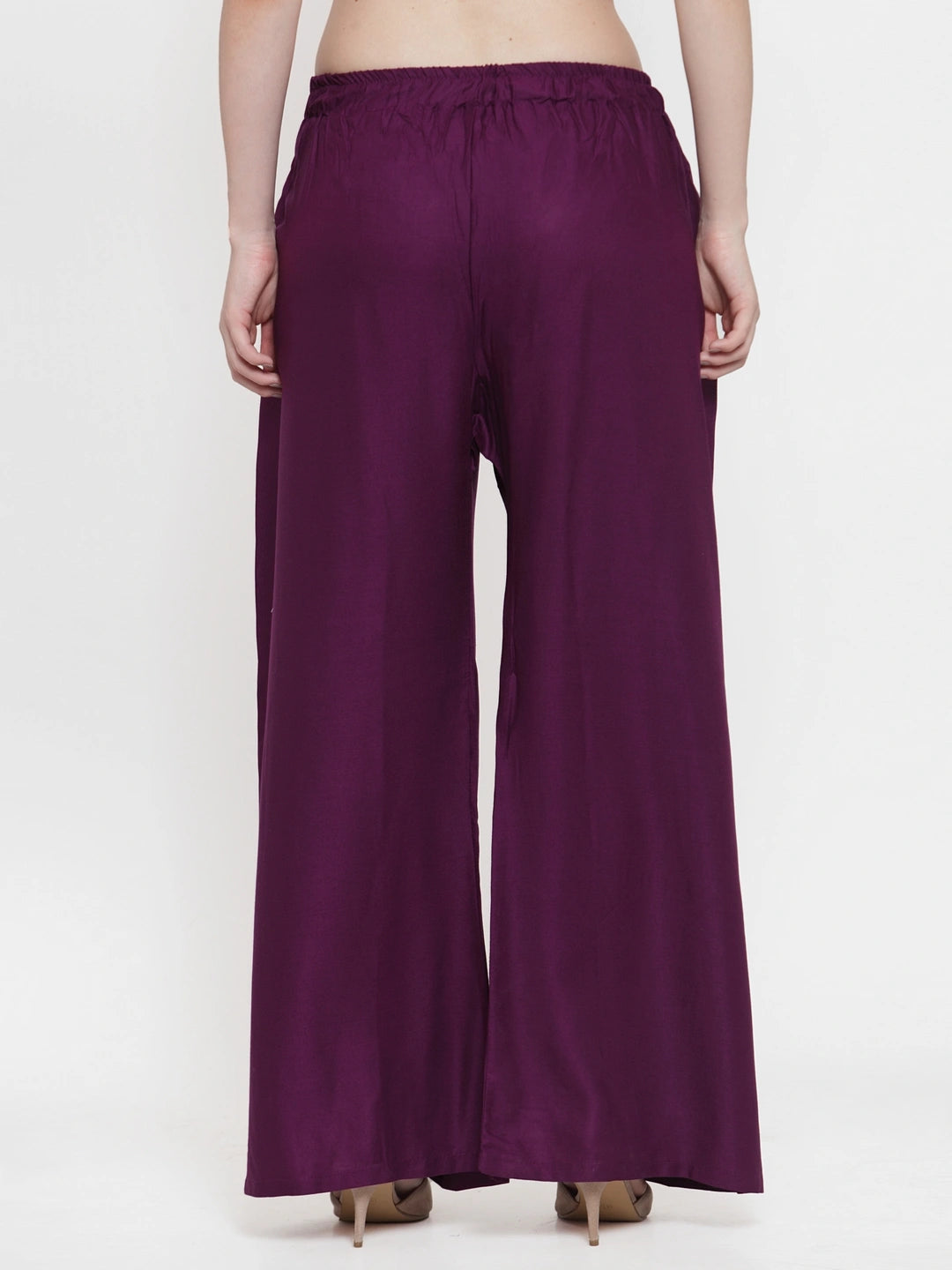 Purple Solid Rayon Palazzo