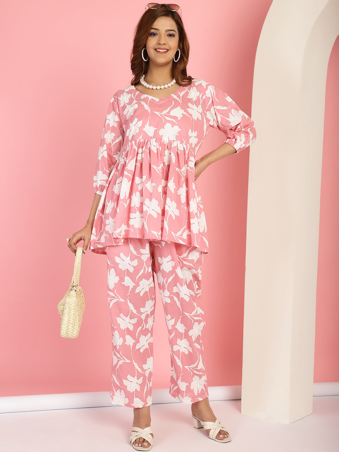 Pastel Pink Floral Co-Ord Set
